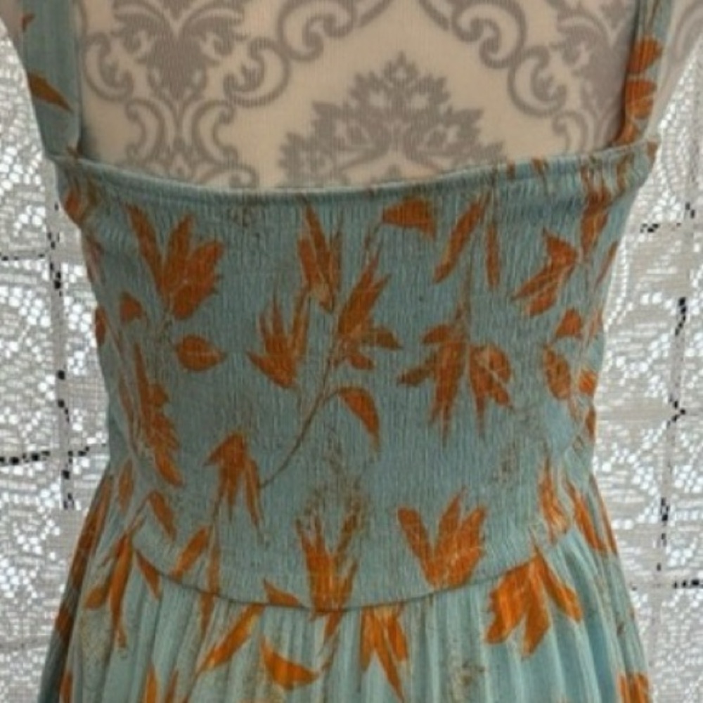 Vintage Forever 21 Spaghetti Strap Smocked Maxi Dress Light Blue Size Small GUC - Picture 6 of 9